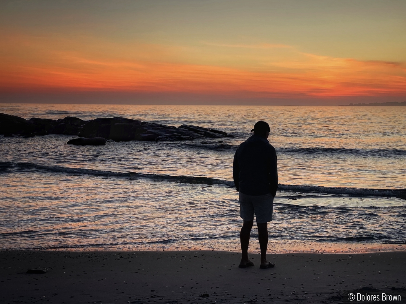 Sun Rising on Fortunes Rocks Beach by Dolores Brown