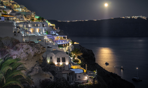 Salon 1st: Full Moon in Santorini by Bill Payne